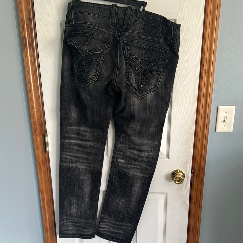 Rock Revival Black Jeans with Orange Accents